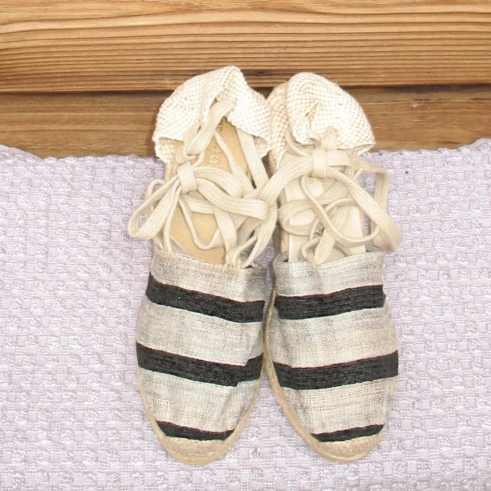 Vintage 90's Wedge Ankle Wrap Espadrille Wedges